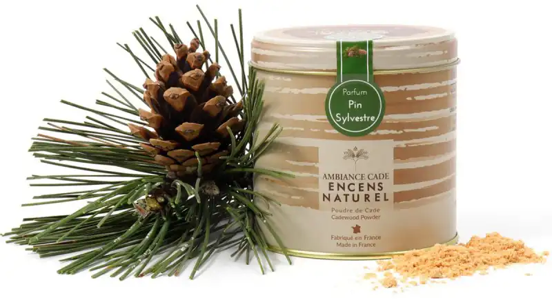 Boite d'encens naturel pin sylvestre et bois de cade
